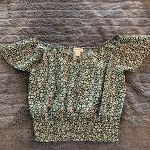 Monteau Green Flower Blouse